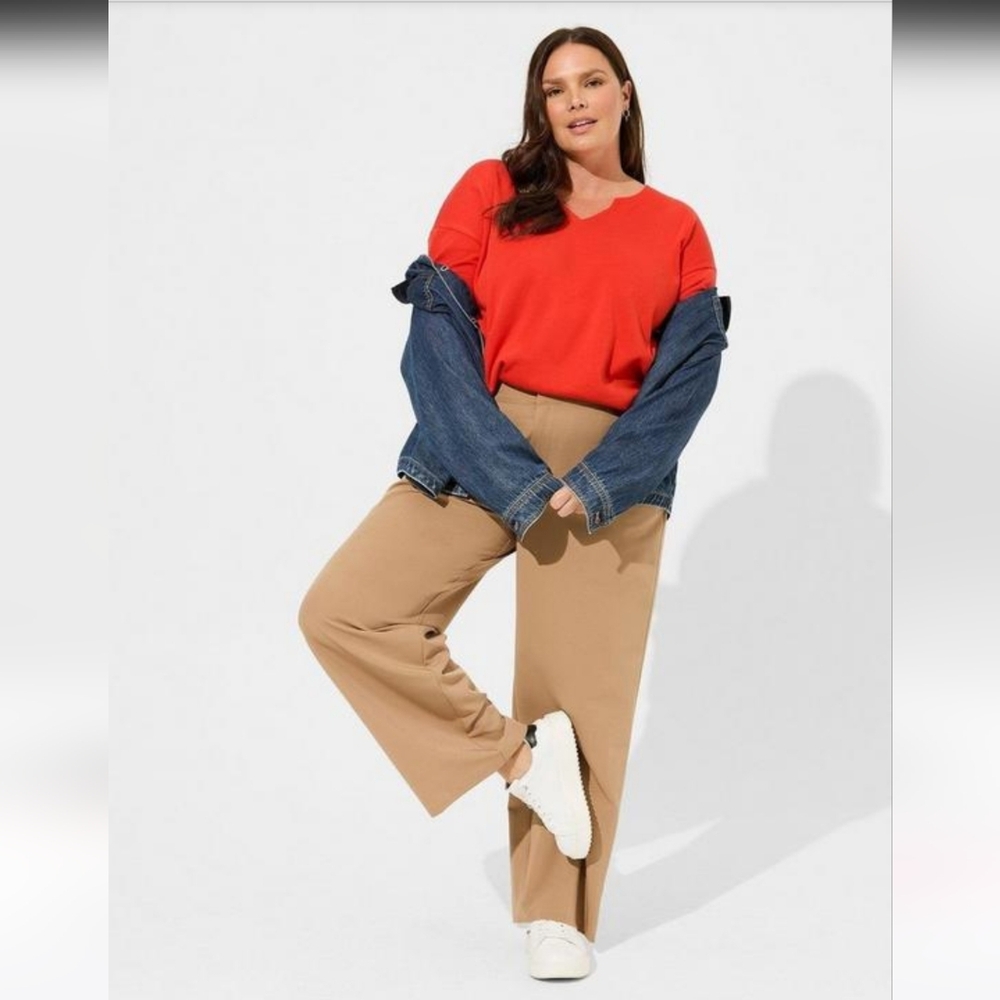 Torrid Relaxed Fit Cozy Fleece Notch Neck‎ Drop Shoulder Sweatshirt - Red - 1X